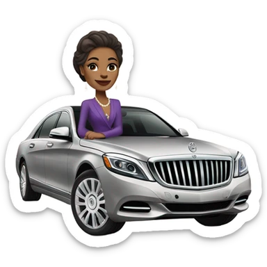 rich wealthy woman driving a mayback car sticker