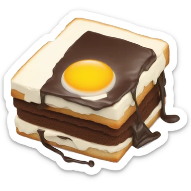 choclate cake on a sandwich like a fried egg sticker