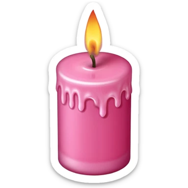 A drawing of a flaming pink candle that could be used at a romantic dinner table. The camera should be isometric at a 85-degree angle. sticker