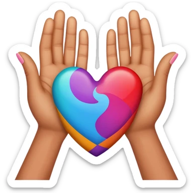 Manos coloridas formando un corazón  sticker