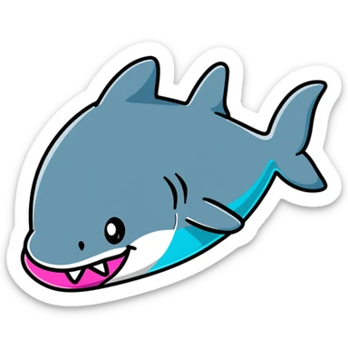 cartoon shark wearing colorful Air Jordans on all fins, playful and bold sticker