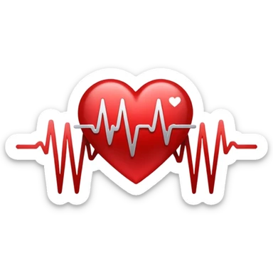 Precise and minimalist logo for MedSignal, red heartbeat pulse transforming into the letters ‘AI’, glowing edges with a metallic sheen, sleek design with clean white space, focusing on advanced healthcare technology and AI sticker