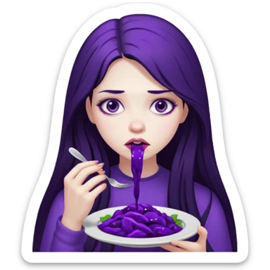 girl with long hair and alternative with eating disorder purple food sticker