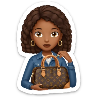 Black girl holding Louis Vuitton purse sticker