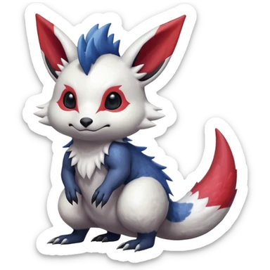 Scaly furry cute realistic painted smooth glossy Zangoose-Salandit-Minccino-Absol-fusion sticker