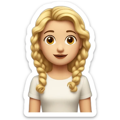 Estilo pixar, niña de ochoa años de edad, de pelo rubio liso con las puntas rizadas, ojos marrones sticker
