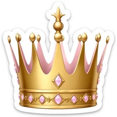 A luxurious golden crown with light pink accents and elegant details, featuring a prominent empty space  sticker