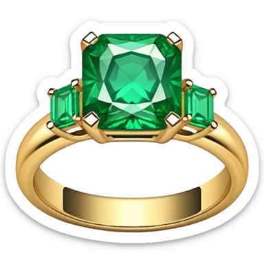 wedding ring with a emerald green stone sticker