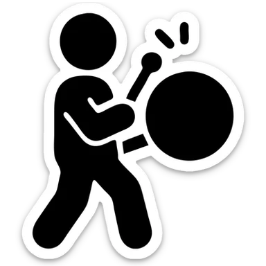 Person with a drum waking people up for sahur meal before dawn sticker