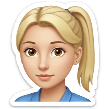Professional woman with blonde hair in a ponytail and light brown eyes sticker