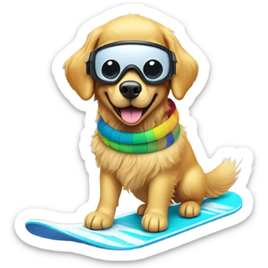 Golden retriever snowboarding  sticker