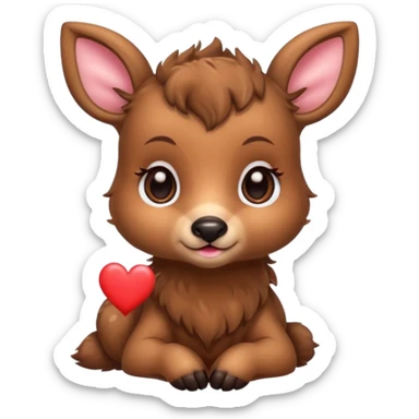 Baby deer with hearts over eyes  sticker