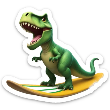 T rex on surfboard sticker