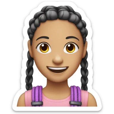 girl with french braids and braces smiling sticker