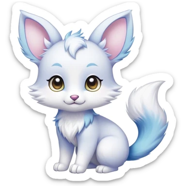 Kawaii bright fantasy ethereal anthro fursona animal with a tufted tail and round ears sticker