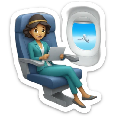 Una dama viajando en avión sticker