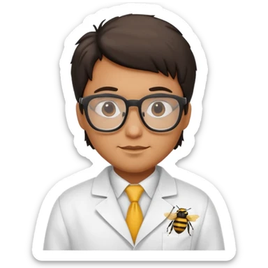 a bumblebee with a scientist costume sticker
