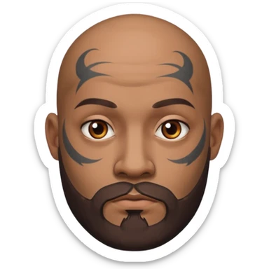 bald bearded man with face tattoo sticker