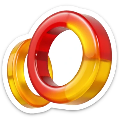 emoji de 2 gomitas en forma de aro una colo rojo y otra amarillo de gran grosor sticker