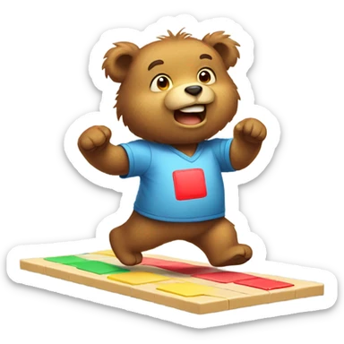 bear playing hopscotch  sticker