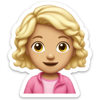 Cute blonde baby girl wearing pink hobby  sticker