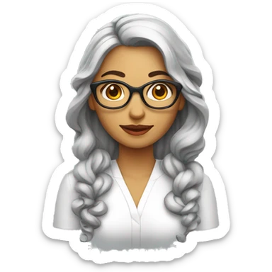 Mulher de óculos com cabelos ondulados e blusa vermelha  sticker