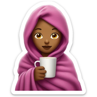 girl with magenta hair inside a blanket sipping coffee eyes closed sticker