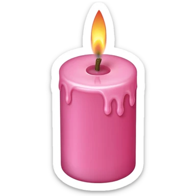 Draw a pink candle with a flame that can be used on a romantic dinner table, camera isometric sticker