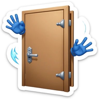 A closed door with a knuckles knocking on it. Because success isn’t about waiting—it’s about knocking until someone answers.blue power magic on knocking sticker