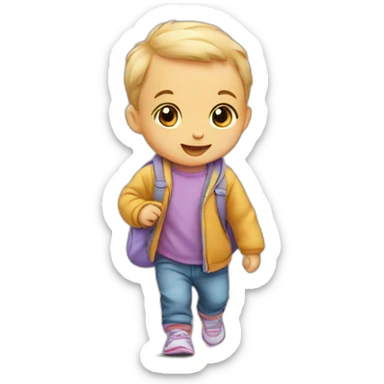baby walking to daycare sticker
