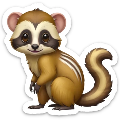 Colorful shiny hyper-realistic cute smooth soft fuzzy Tamarin-Anteater-Civet-Numbat-hybrid (full body) sticker
