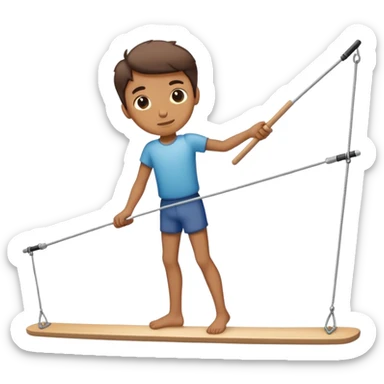 person on tightrope holding horizontal balancing stick
 sticker