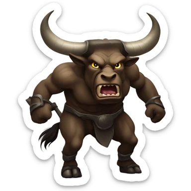 Minotaur angry, bull. Dark fantasy sticker