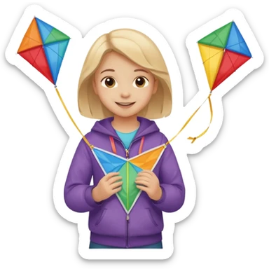 little girl kid holding kite in front of her chest sticker