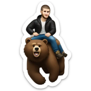 khabib nurmagomedov riding a bear Russia  sticker