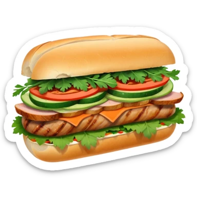 traditional banh mi with char grilled pork emoji sticker