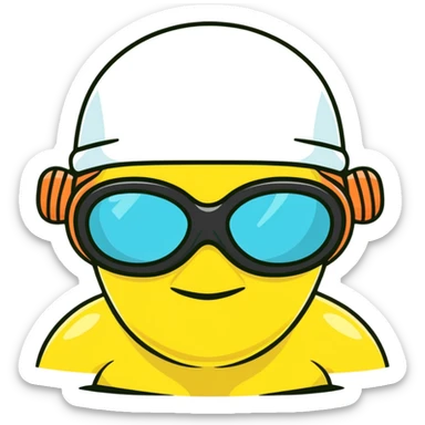 swimmer with goggles and swim cap sticker