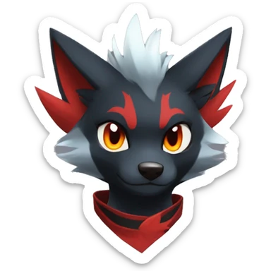 Black Cool Edgy Anthro Quilava Litten Zoroark Zorua Fakémon  with White and Red Edgy markings sticker