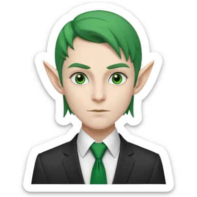dark elf with tie, business, green tie sticker