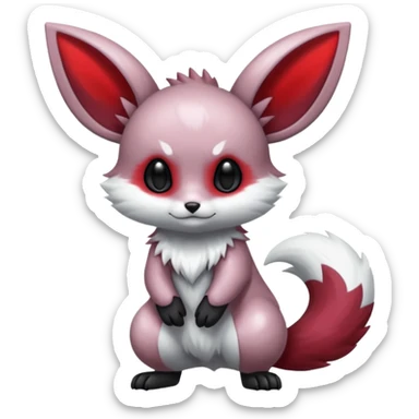 Silvery Grey Black Gradient Glossy Oily Dark Spooky Gloomy Metallic Alloy Gothic Edgy Cool Badass Evil Red Albino Minccino-Furret-Eevee-fusion Full Body sticker