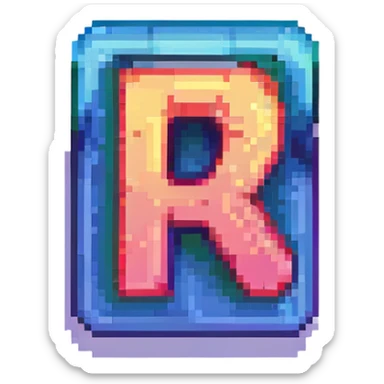 number 7, pixel art style, colorful gradient fill sticker