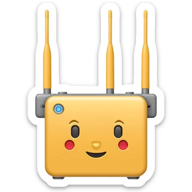 a real, highly realistic modem with antennas sticker