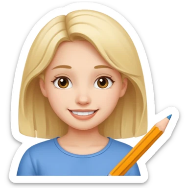 a girl who is drawing cute herself  sticker