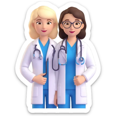 female doctor inspired by the person in the reference image, modern medical attire, stethoscope, friendly expression sticker