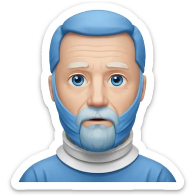 Older man with a full beard, a medical neck brace, and blue eyes. sticker