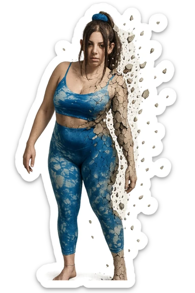 corpo come se si stesse sgretolando come se fosse rotto sticker