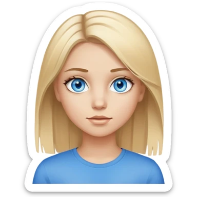 Realistic portrait of a girl with very bright blue eyes straight dirty blonde hair with blonde highlights  sticker