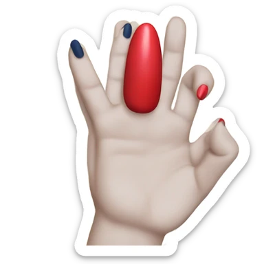 
a hand with a red manicure lies on top of a dark blue diary sticker
