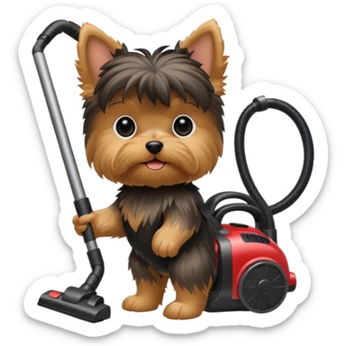 Yorkie dog with a vaccum sticker