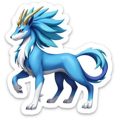 Shiny Colorful Vibrant Cobalion-Suicune-fakemon (full body) sticker